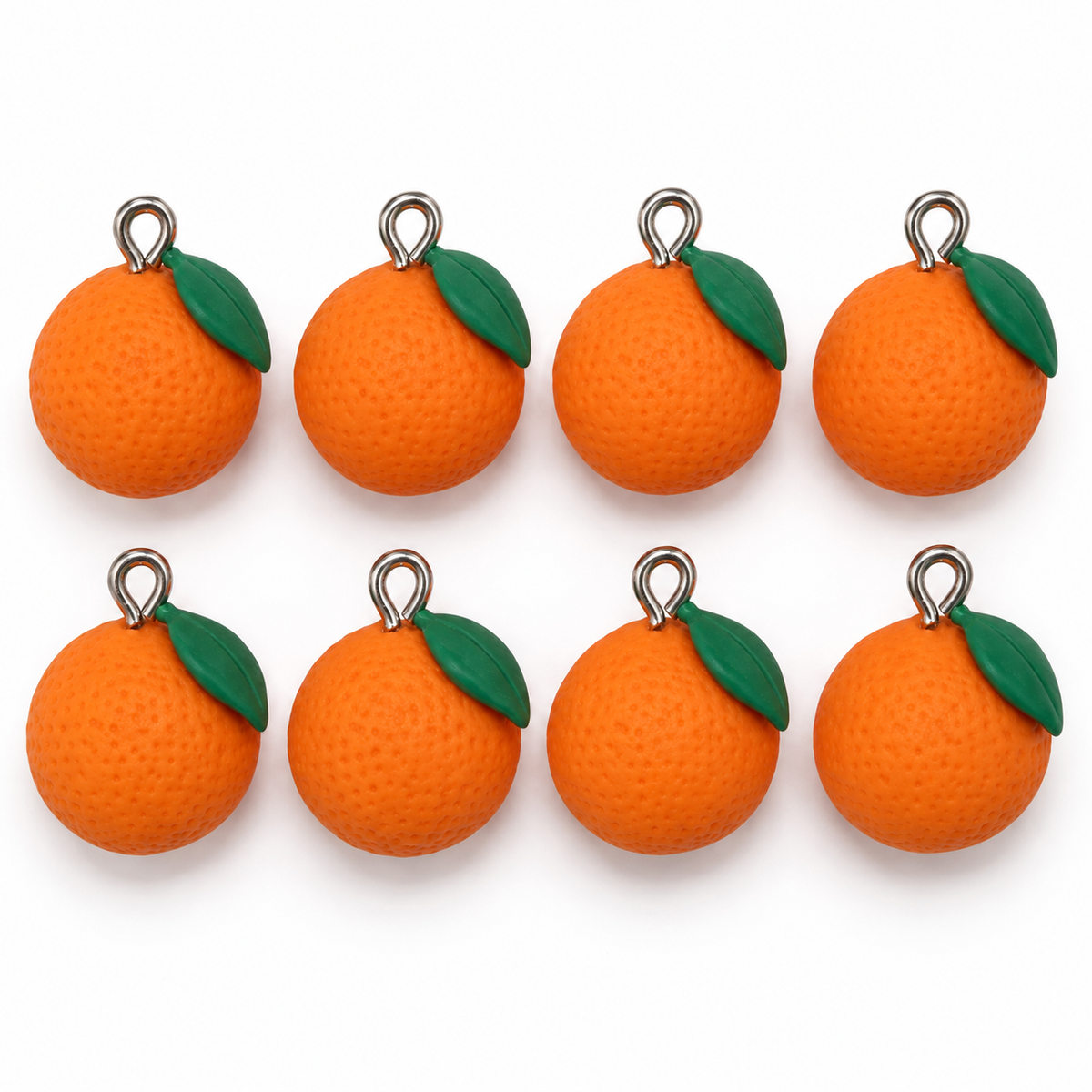 Orange Polymer Clay Charms – Pack of 8 | Mini Fruit Charms