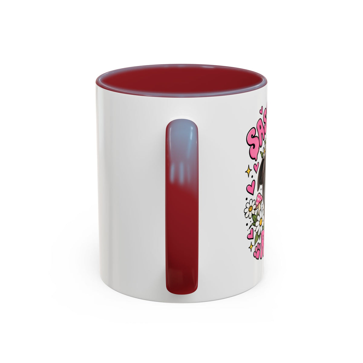 Cute Pit Bull Coffee Mug — "Pit Girl" Floral Accent Ceramic Mug (11/15oz)