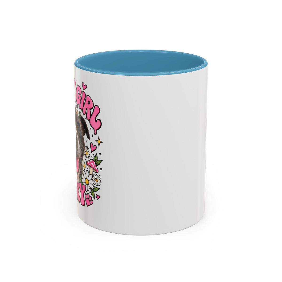 Cute Pit Bull Coffee Mug — "Pit Girl" Floral Accent Ceramic Mug (11/15oz)