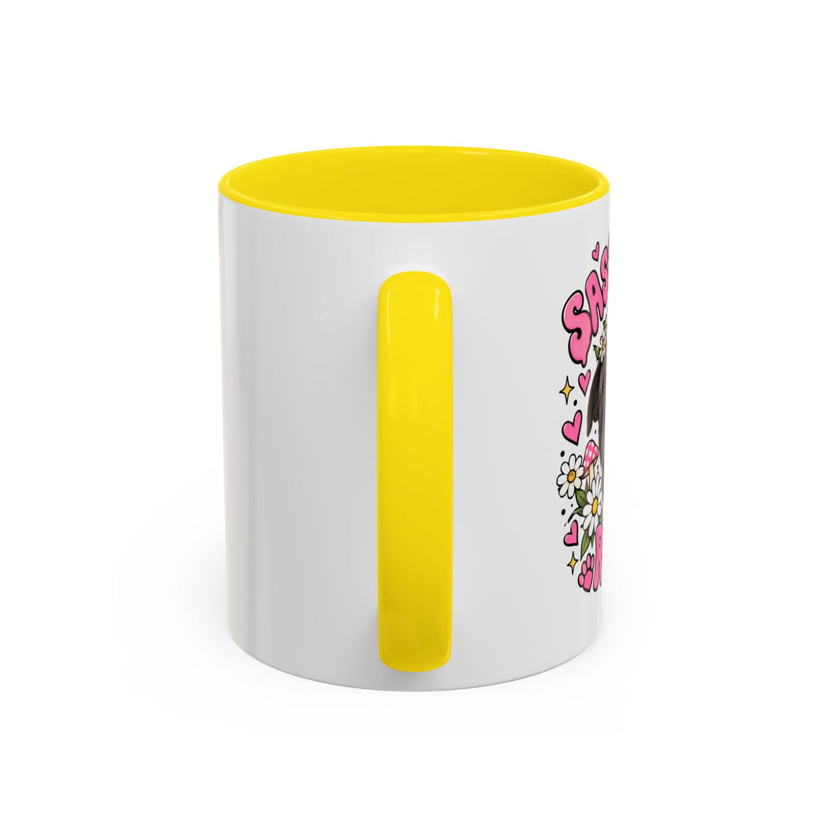 Cute Pit Bull Coffee Mug — "Pit Girl" Floral Accent Ceramic Mug (11/15oz)