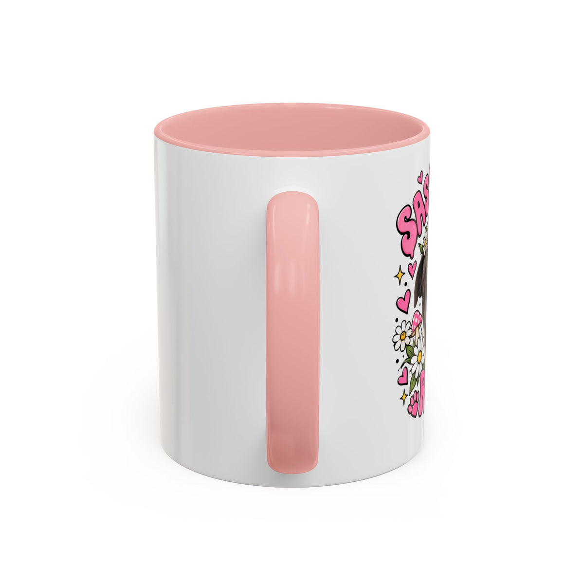 Cute Pit Bull Coffee Mug — "Pit Girl" Floral Accent Ceramic Mug (11/15oz)