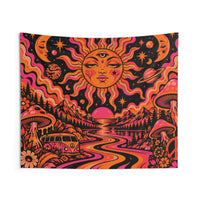 Psychedelic Sun & Van Tapestry — Retro 60s Boho Wall Hanging