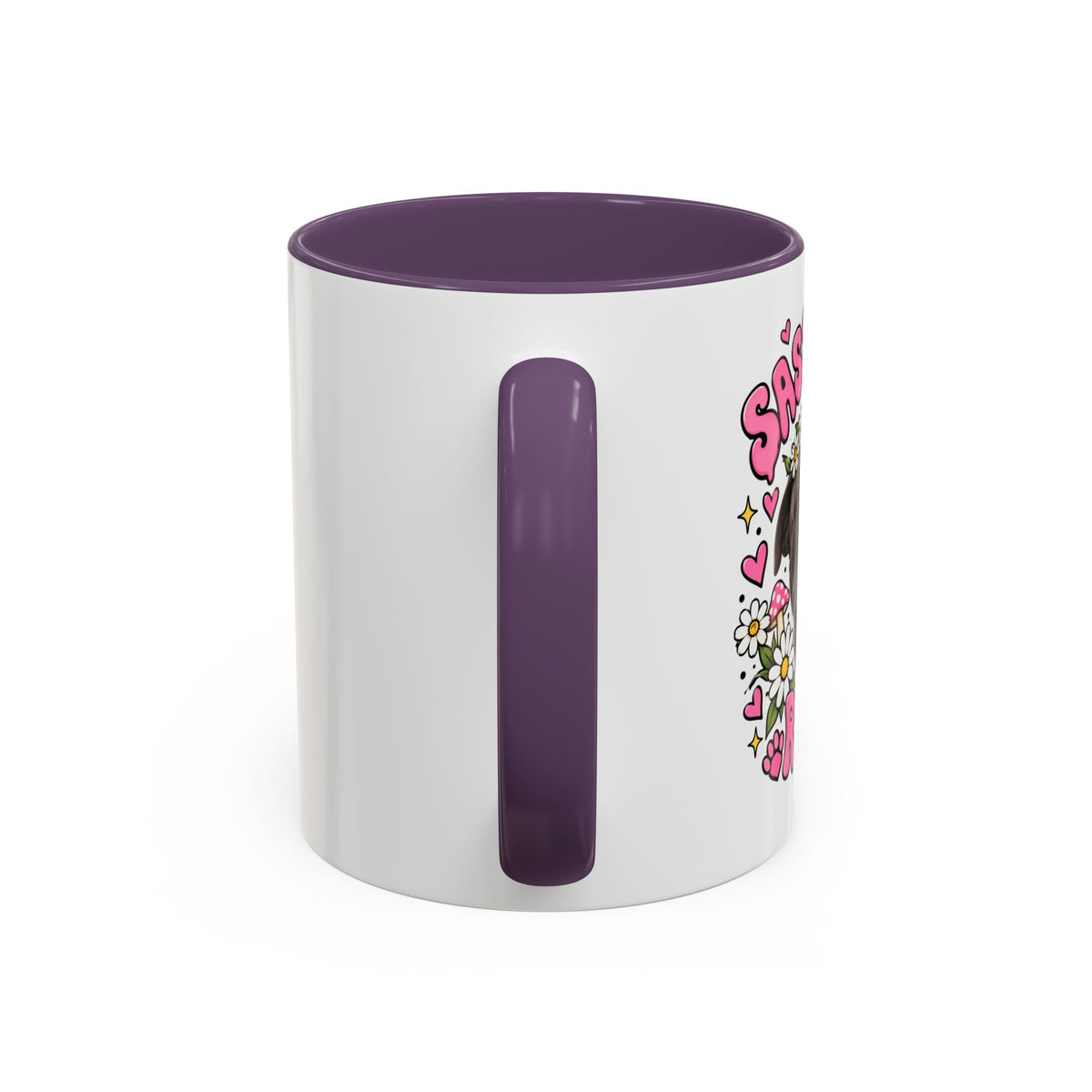 Cute Pit Bull Coffee Mug — "Pit Girl" Floral Accent Ceramic Mug (11/15oz)
