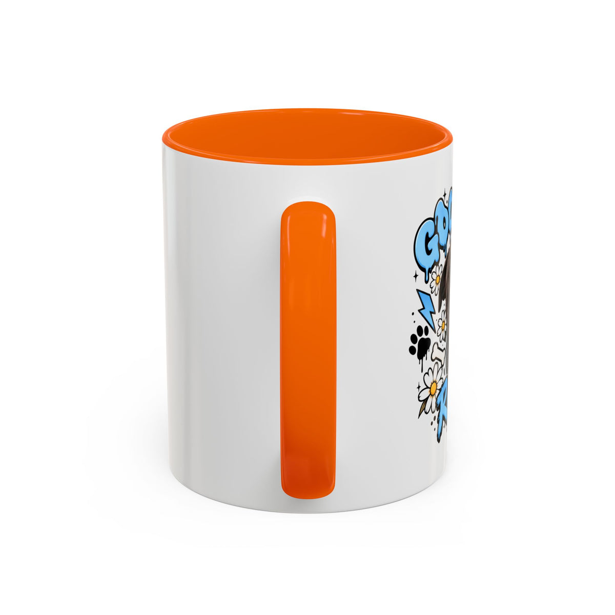 Funny Dog Mom Coffee Mug — Cartoon Paw, Bone & 'Boy' Design (11/15oz Accent Mug)