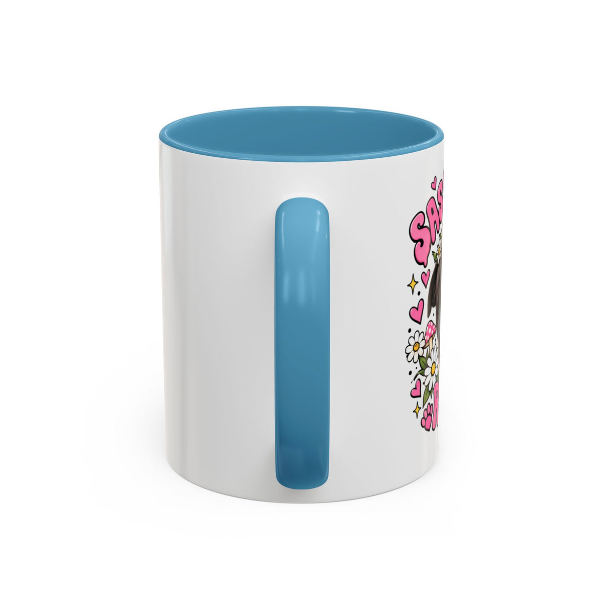 Cute Pit Bull Coffee Mug — "Pit Girl" Floral Accent Ceramic Mug (11/15oz)