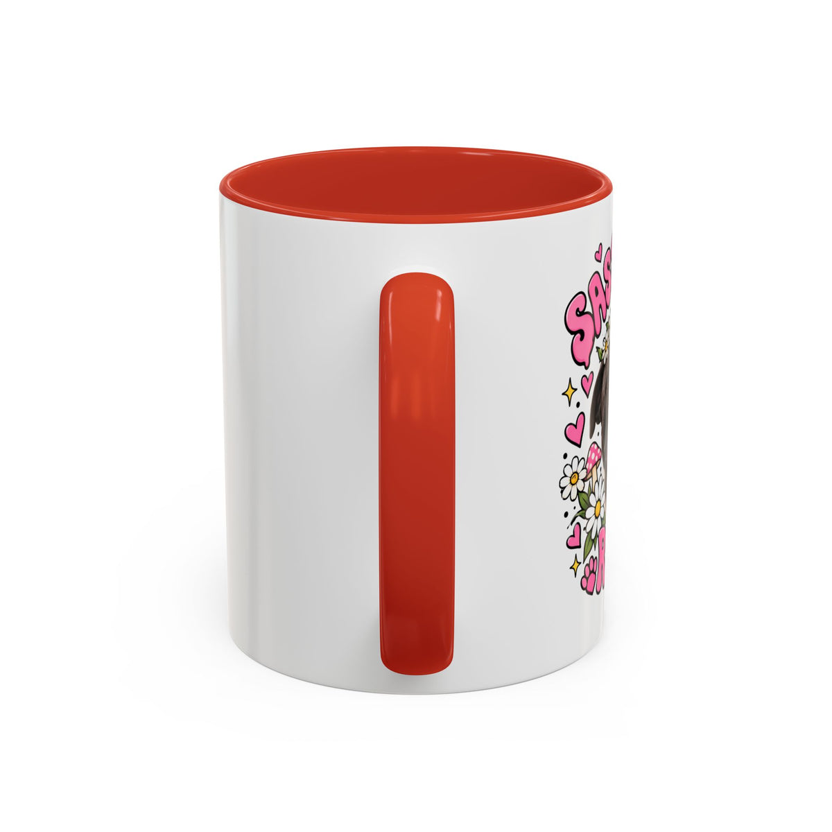 Cute Pit Bull Coffee Mug — "Pit Girl" Floral Accent Ceramic Mug (11/15oz)