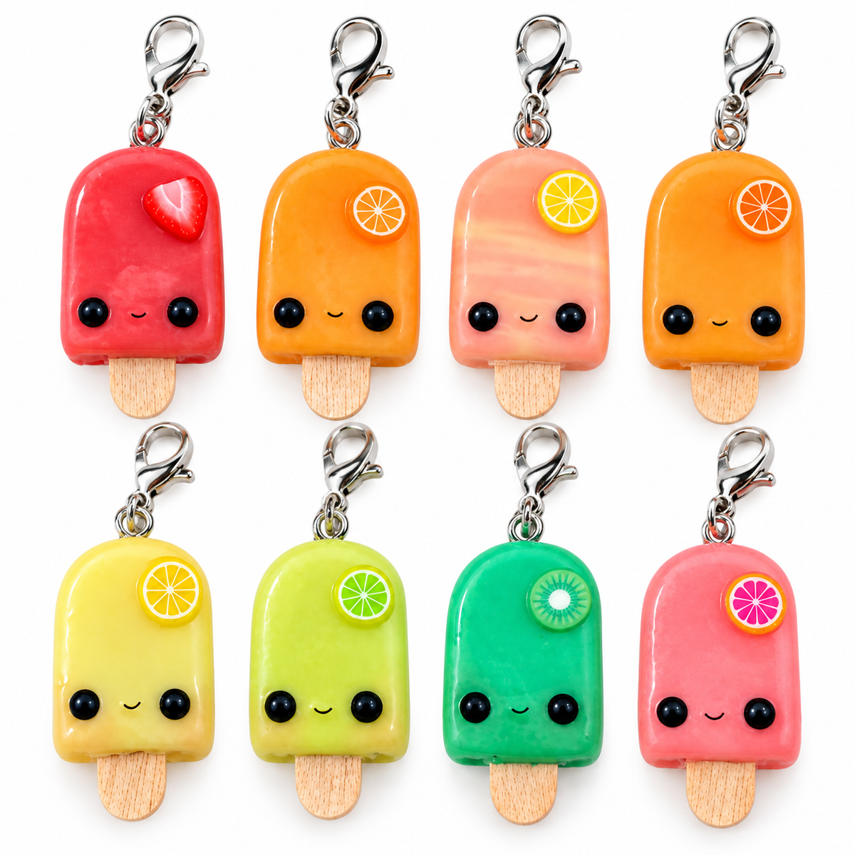 Handmade Popsicle Polymer Clay Charms – 8 Pack
