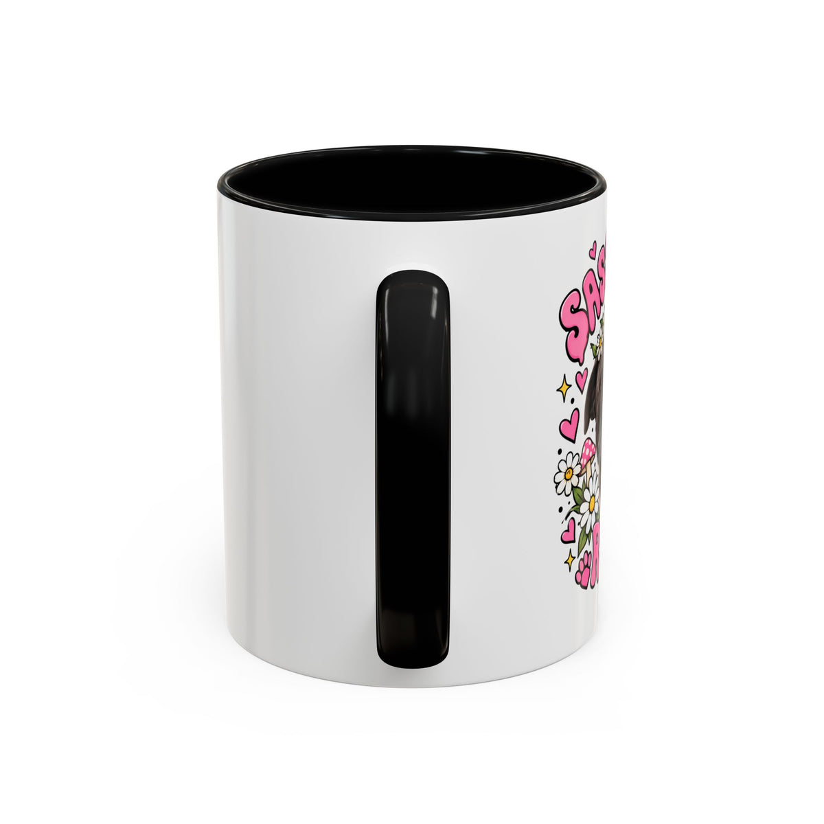 Cute Pit Bull Coffee Mug — "Pit Girl" Floral Accent Ceramic Mug (11/15oz)