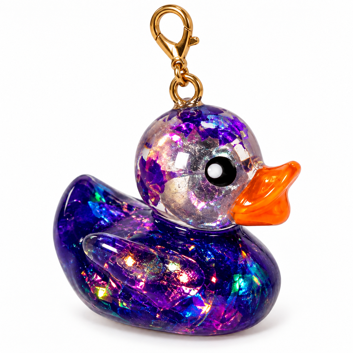 Purple Iridescent Duck Charms – Pack of 4 | Glitter DIY Charms