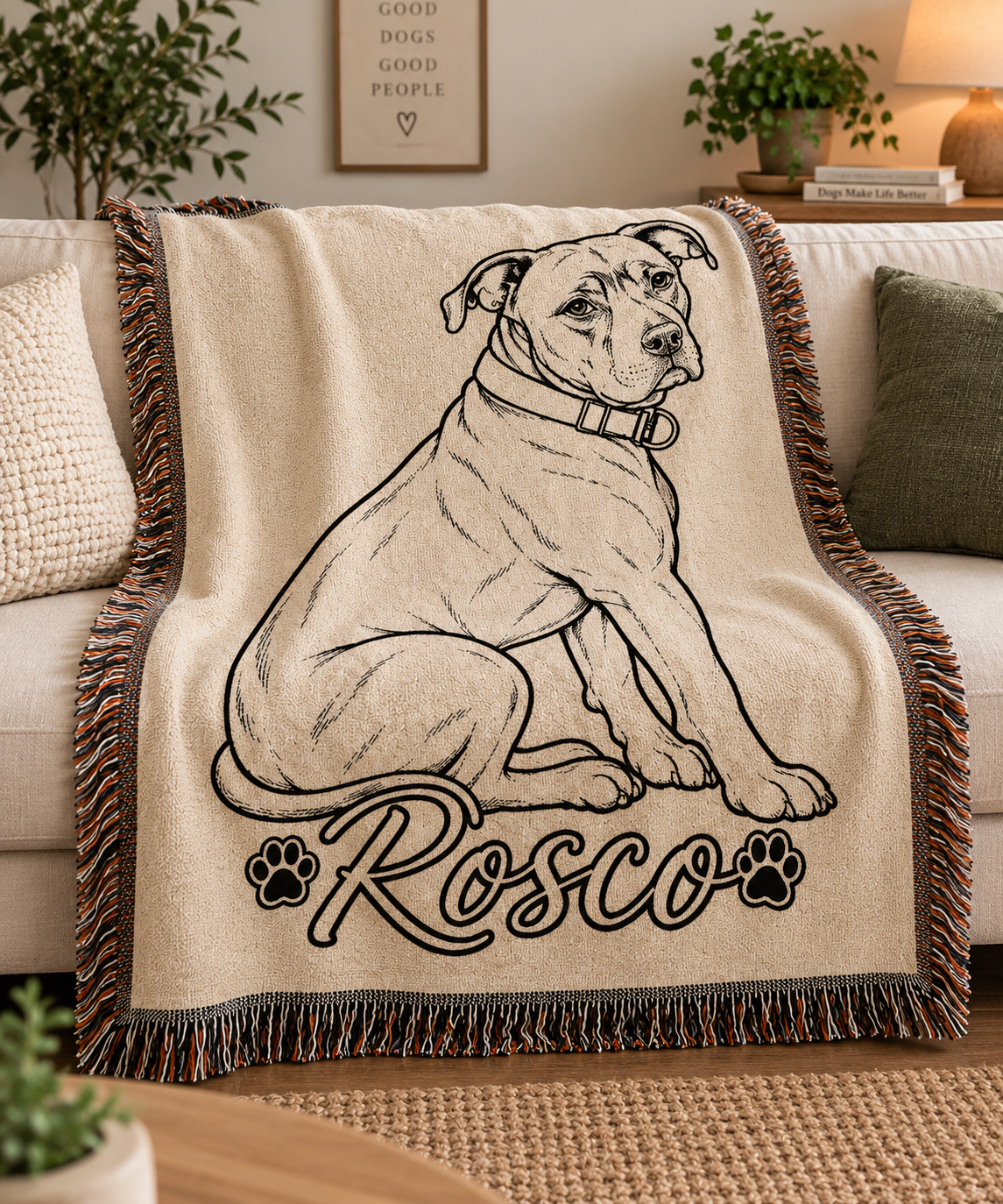 Pet Portrait Woven Blanket — Cozy Dog Throw Blanket