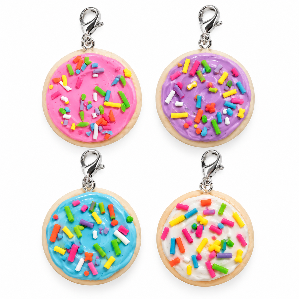 Handmade Sugar Cookie Polymer Clay Charms – 4 Pack