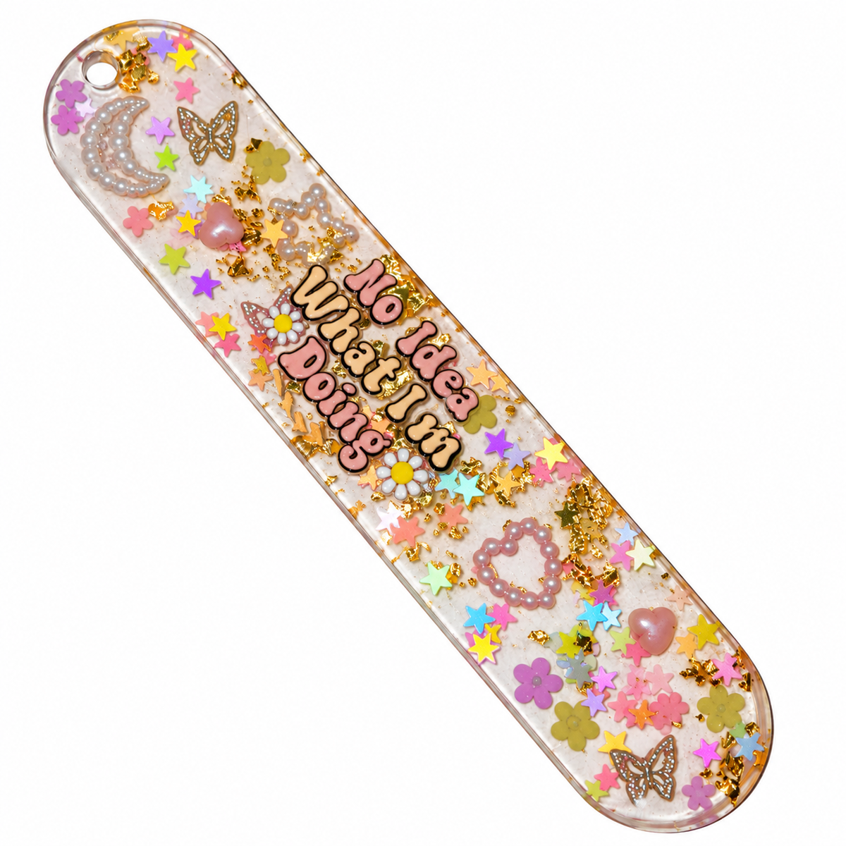 Handmade Resin Bookmark – “No Idea What I’m Doing” | Colorful Book Lover Gift