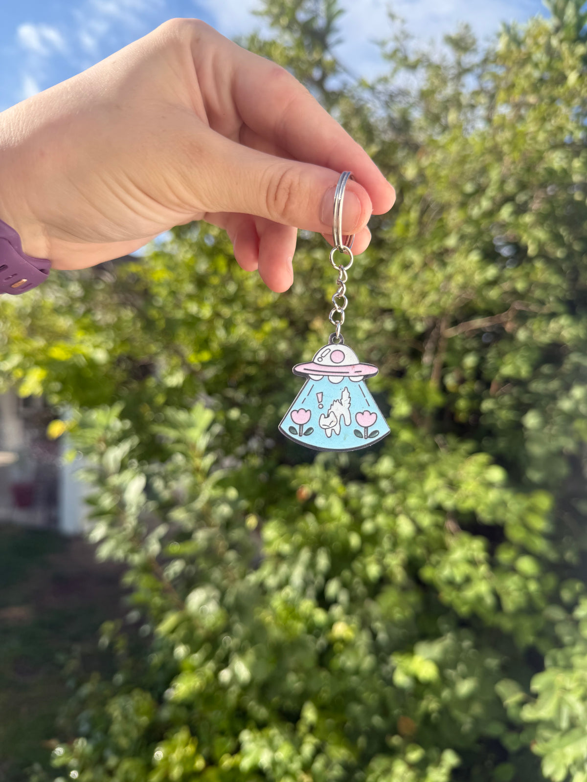UFO Cat Abduction Keychain