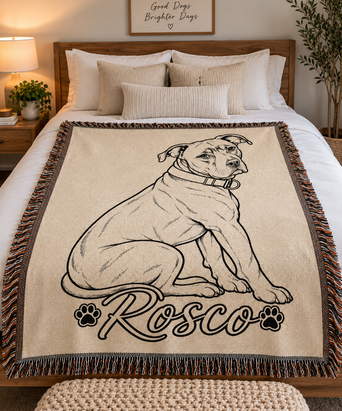Pet Portrait Woven Blanket — Cozy Dog Throw Blanket