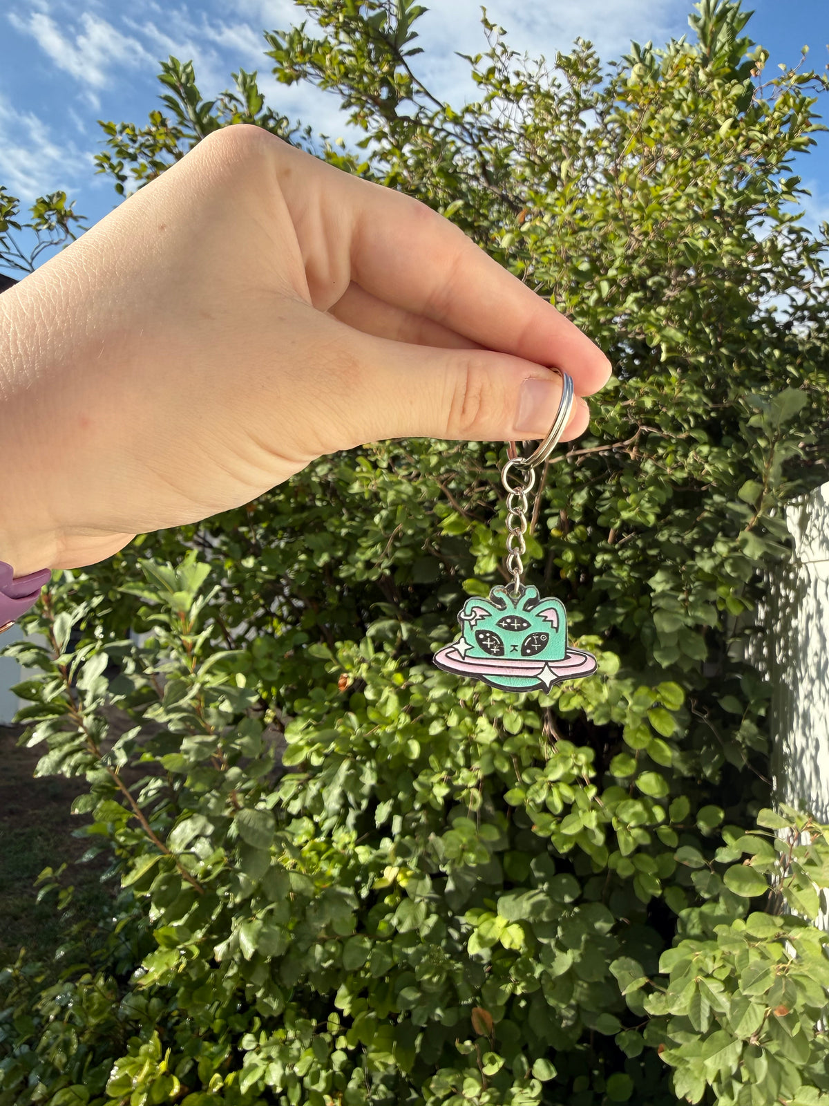 Cosmic Alien Cat Keychain