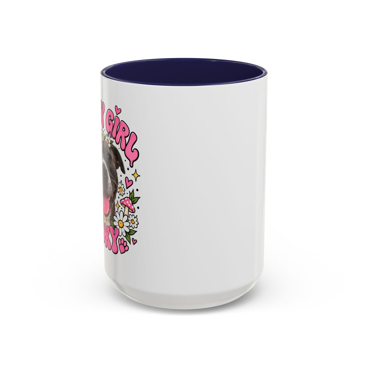 Cute Pit Bull Coffee Mug — "Pit Girl" Floral Accent Ceramic Mug (11/15oz)