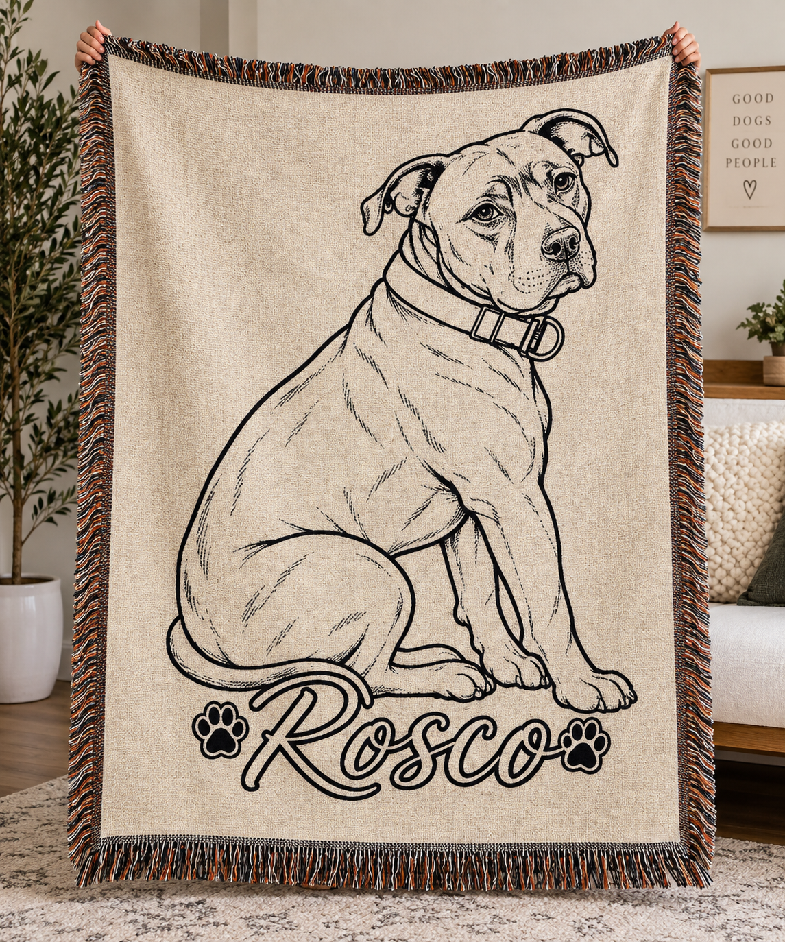 Pet Portrait Woven Blanket — Cozy Dog Throw Blanket