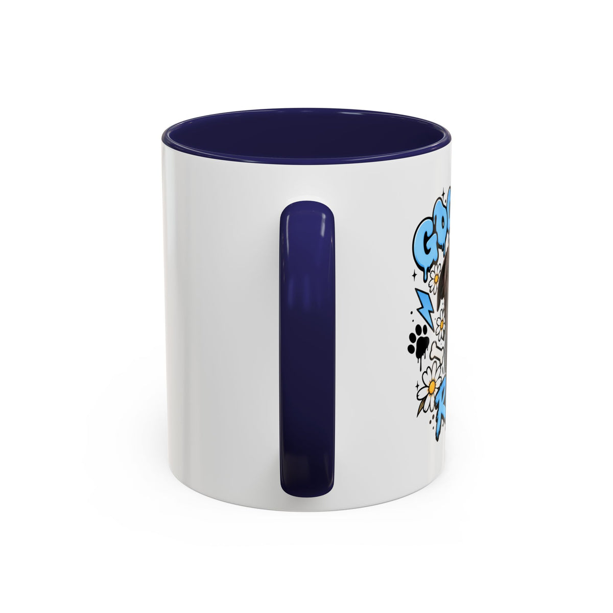Funny Dog Mom Coffee Mug — Cartoon Paw, Bone & 'Boy' Design (11/15oz Accent Mug)