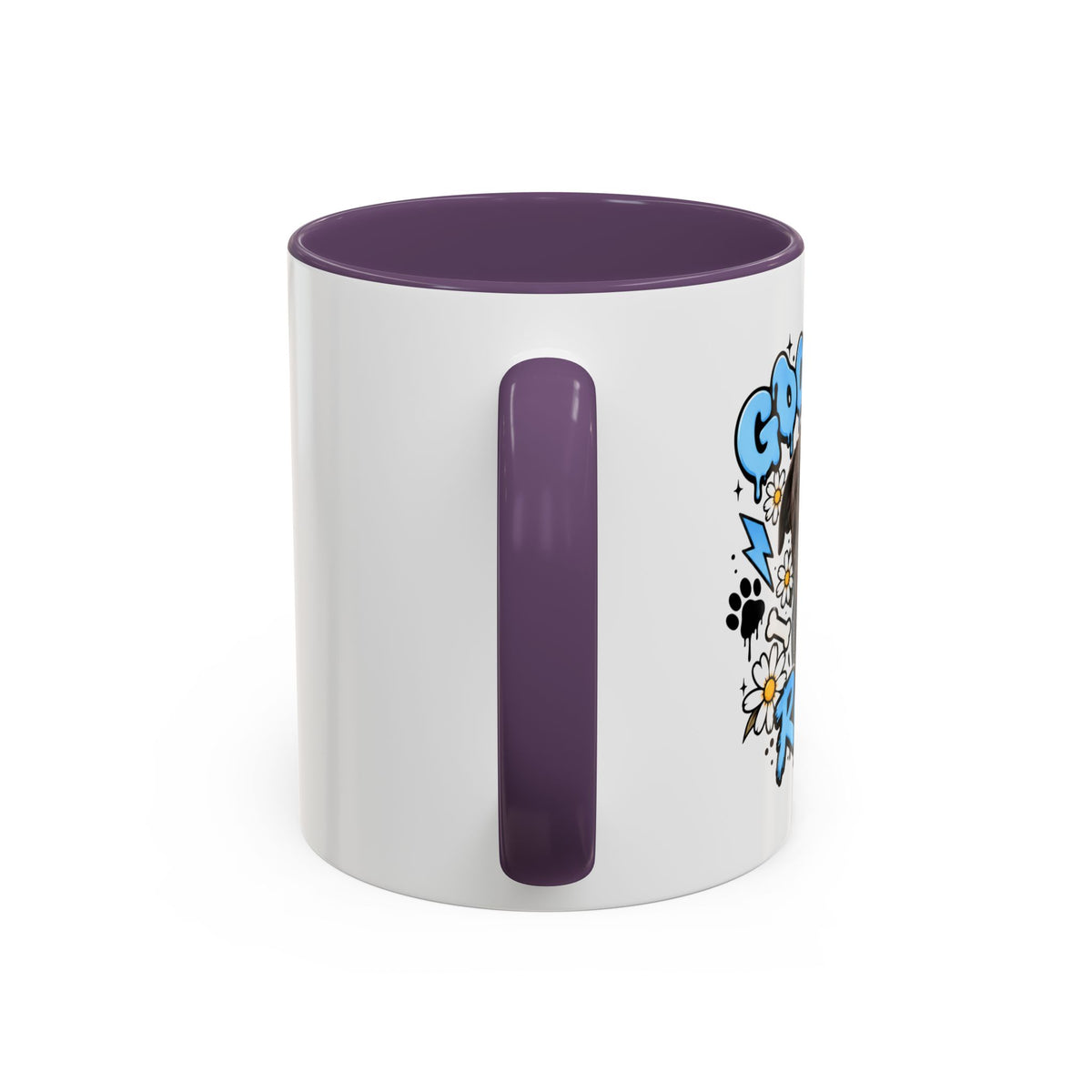 Funny Dog Mom Coffee Mug — Cartoon Paw, Bone & 'Boy' Design (11/15oz Accent Mug)