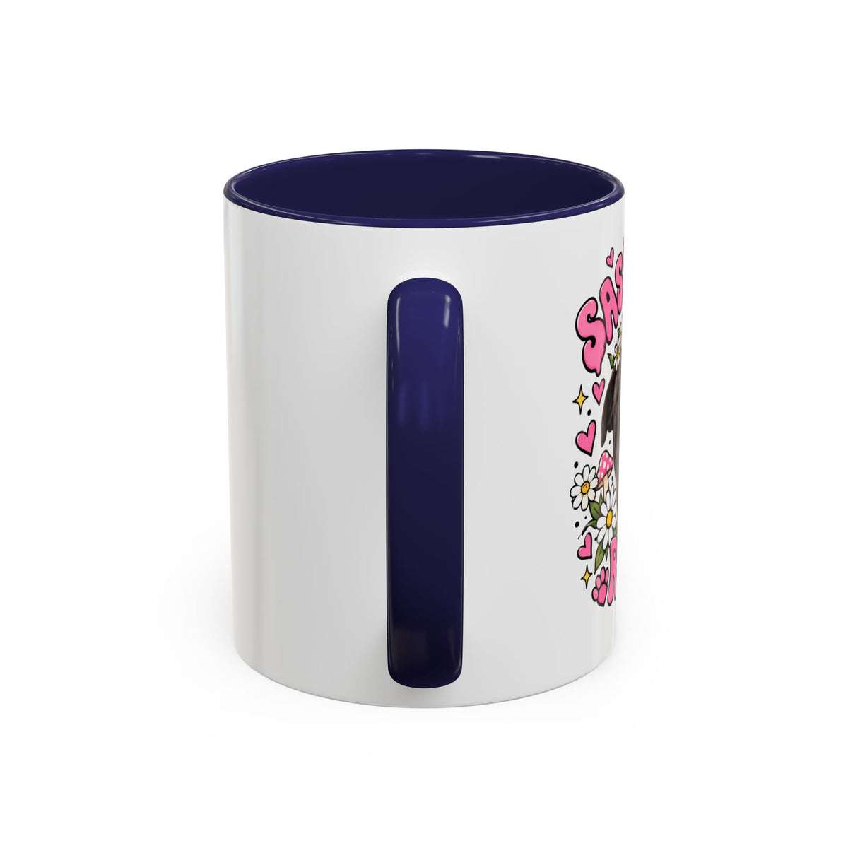 Cute Pit Bull Coffee Mug — "Pit Girl" Floral Accent Ceramic Mug (11/15oz)