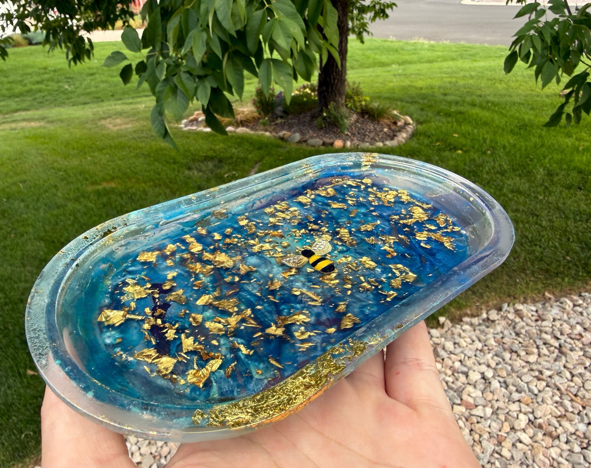 Gold Bee Resin Trinket Tray