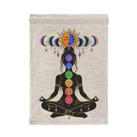 Chakra Meditation Wall Tapestry — Boho Yoga Decor with Sun & Moon Phases