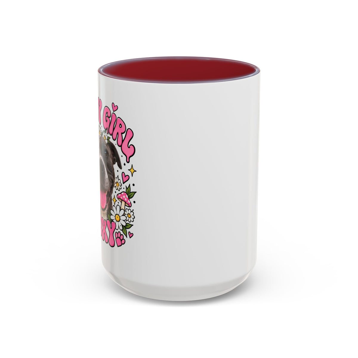 Cute Pit Bull Coffee Mug — "Pit Girl" Floral Accent Ceramic Mug (11/15oz)