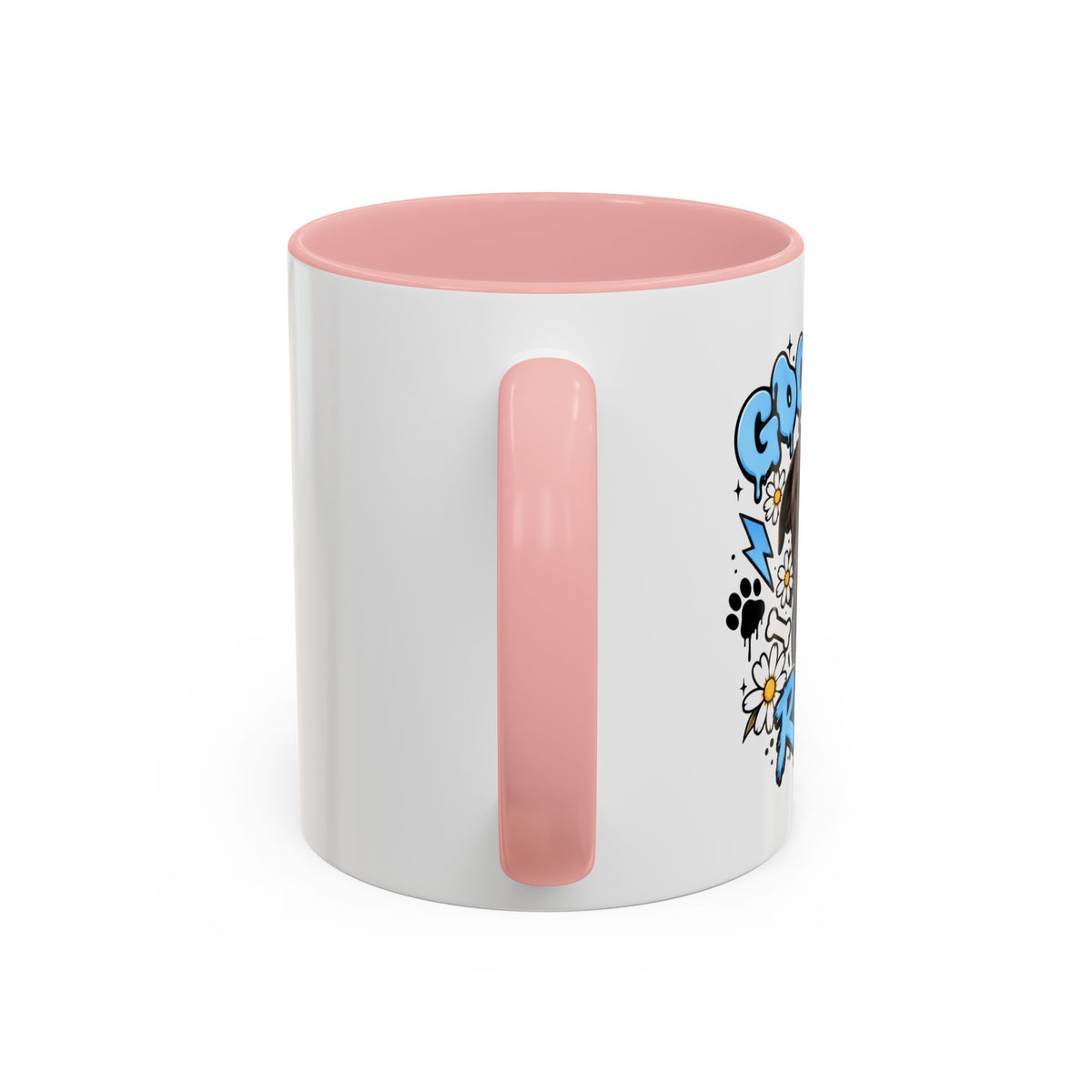 Funny Dog Mom Coffee Mug — Cartoon Paw, Bone & 'Boy' Design (11/15oz Accent Mug)