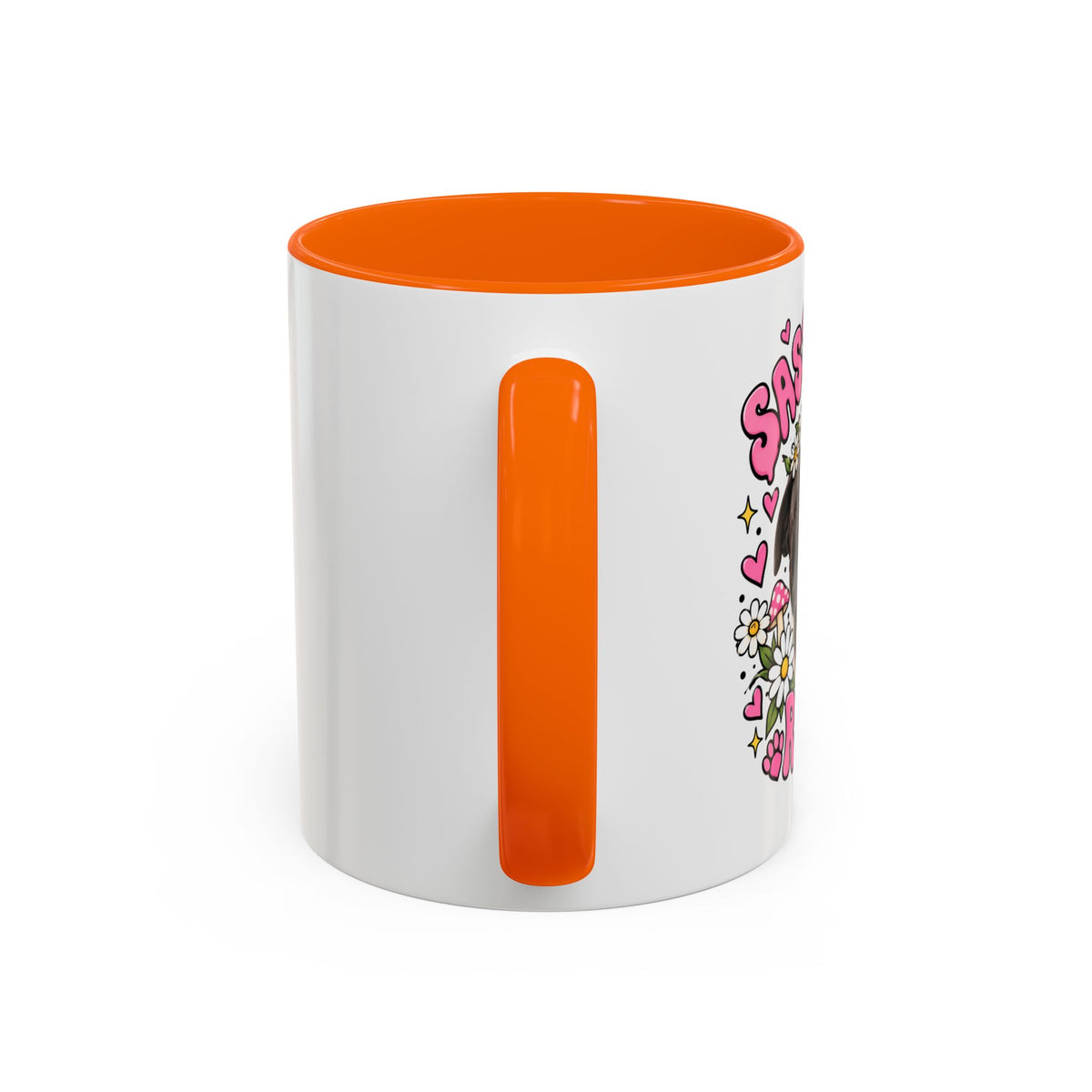 Cute Pit Bull Coffee Mug — "Pit Girl" Floral Accent Ceramic Mug (11/15oz)