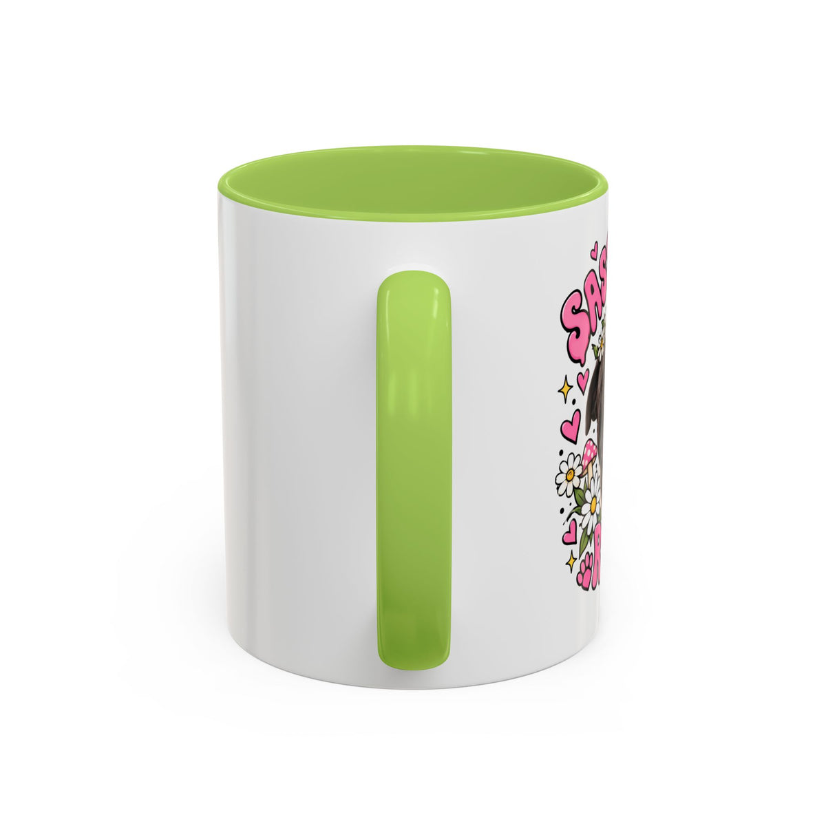 Cute Pit Bull Coffee Mug — "Pit Girl" Floral Accent Ceramic Mug (11/15oz)