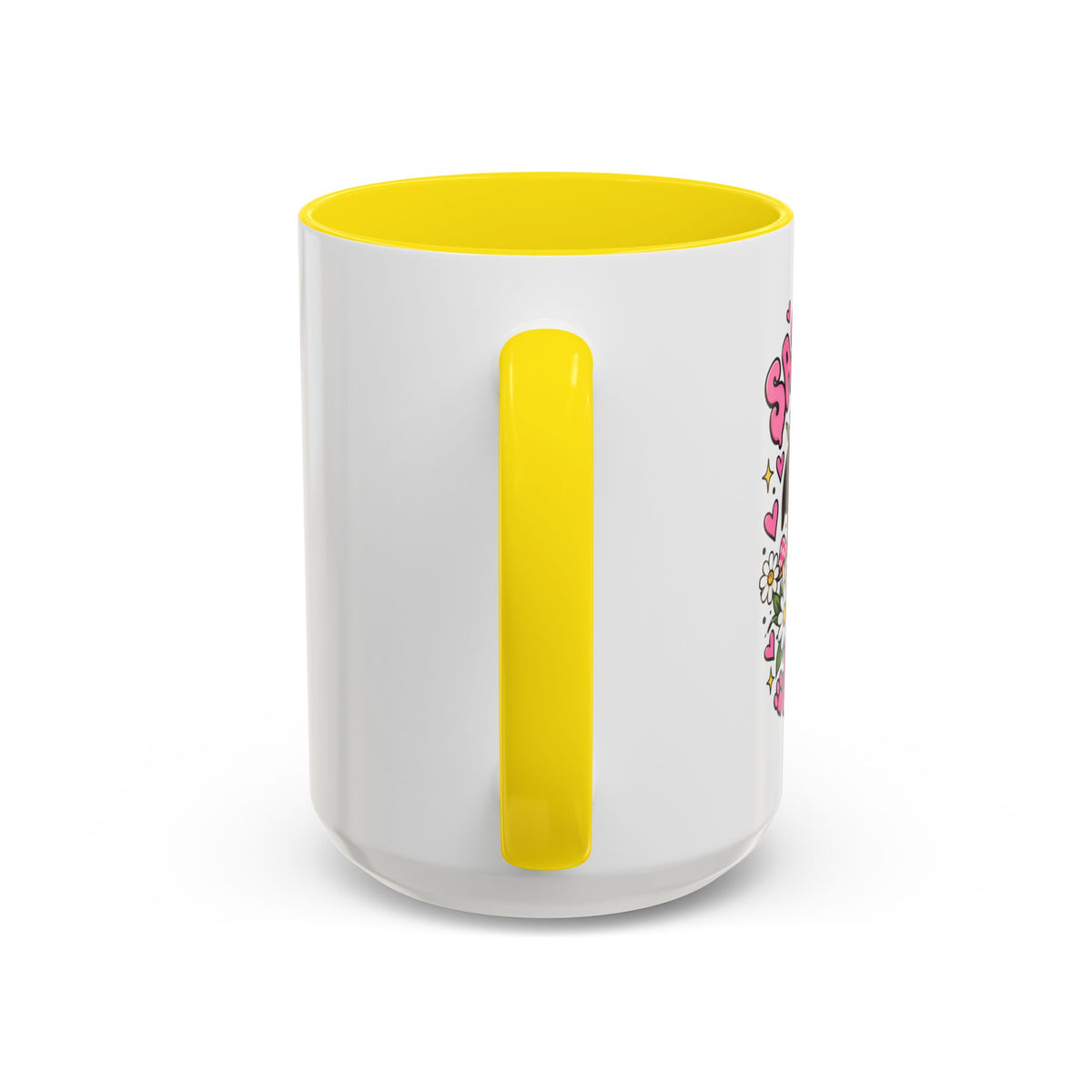 Cute Pit Bull Coffee Mug — "Pit Girl" Floral Accent Ceramic Mug (11/15oz)