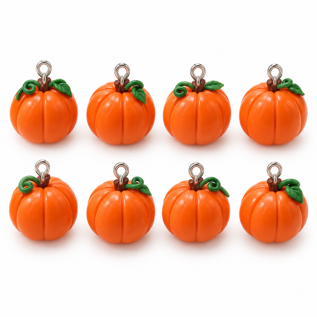 Handmade Pumpkin Polymer Clay Charms – 8 Pack