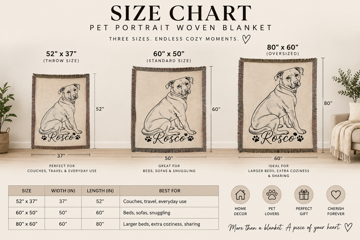 Pet Portrait Woven Blanket — Cozy Dog Throw Blanket