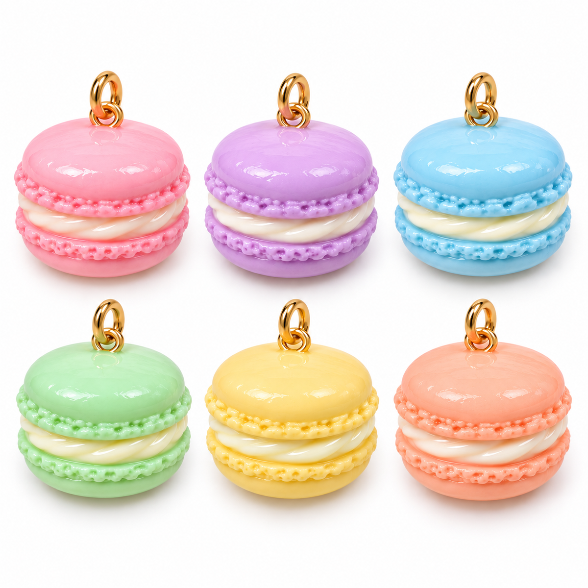 Pastel Macaron Charms – 6 Pack