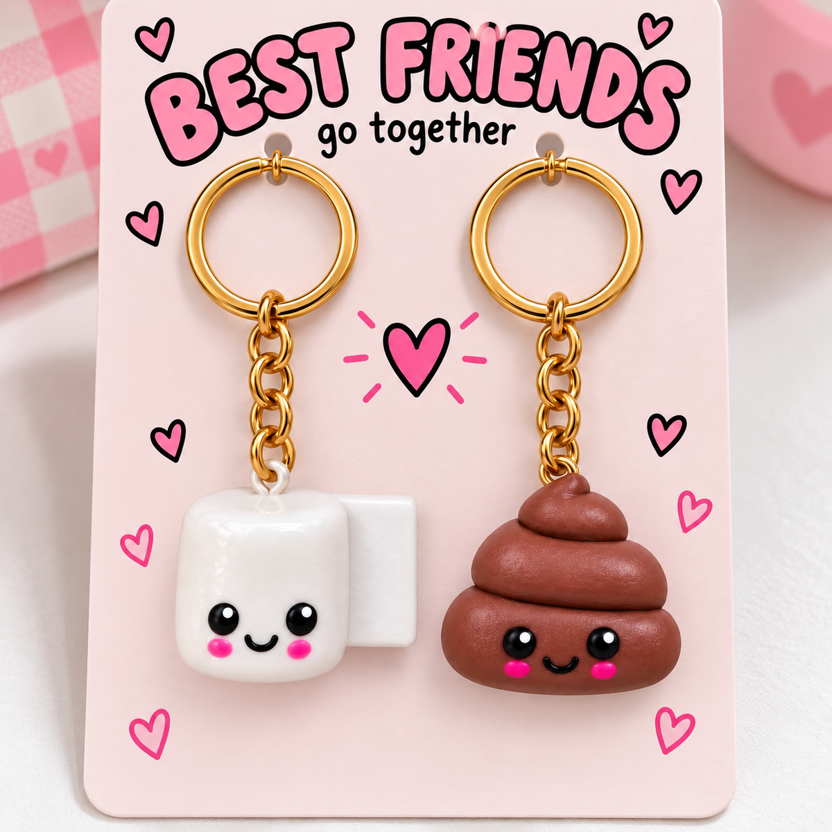 Best Friend Keychain Set – Funny Toilet Paper & Poop Charms