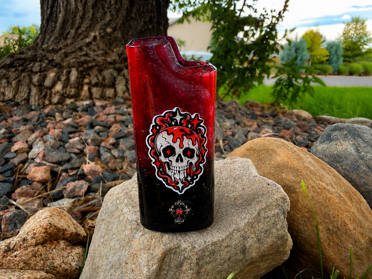Crimson Skull – Handmade Resin Lighter Case