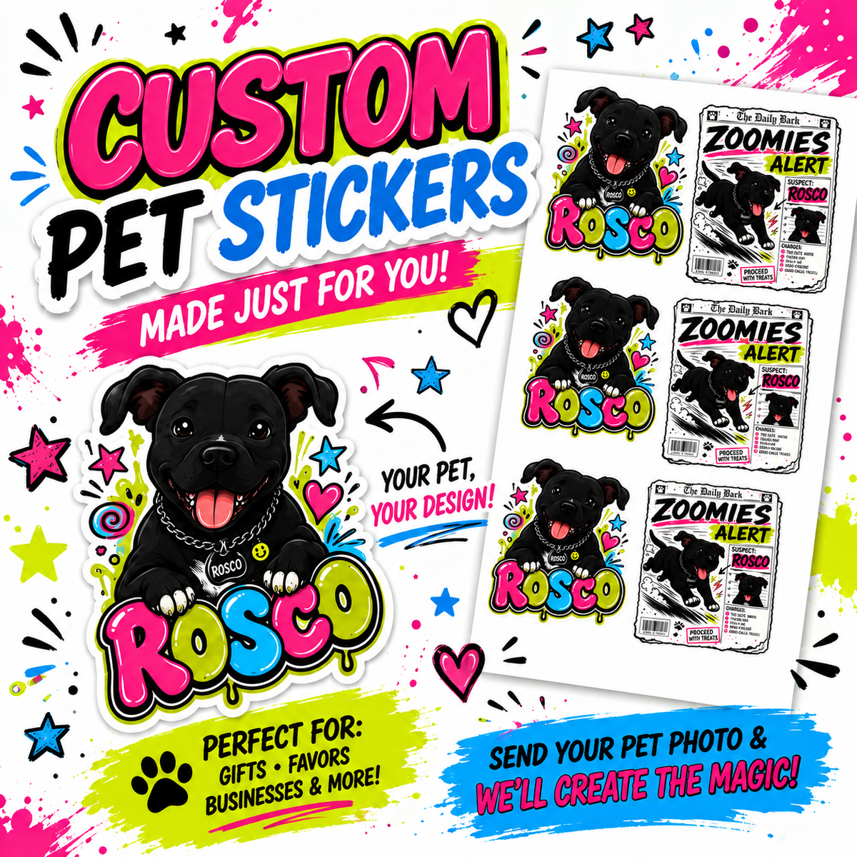 Custom Pet Stickers – Your Pet, Your Design!