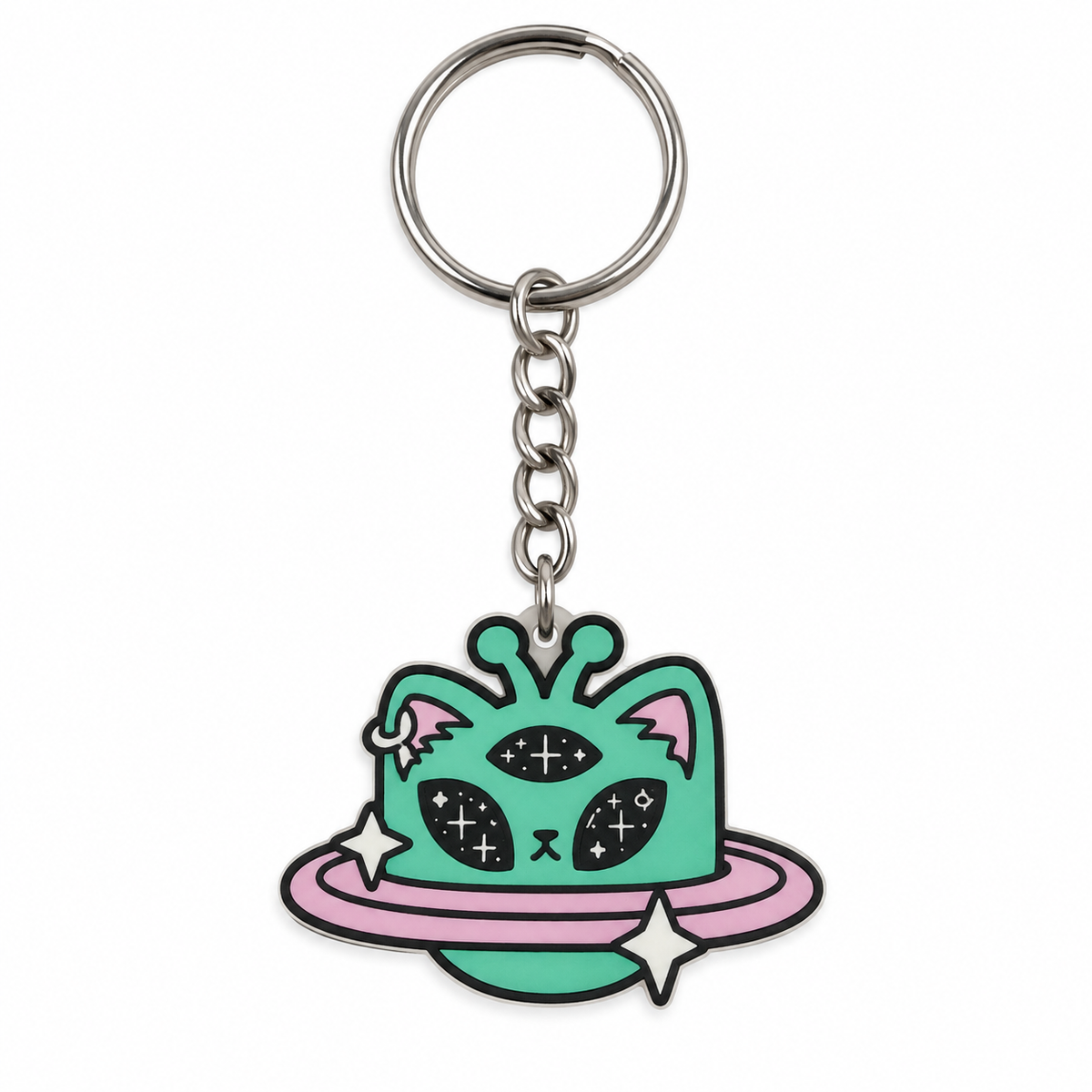 Cosmic Alien Cat Keychain