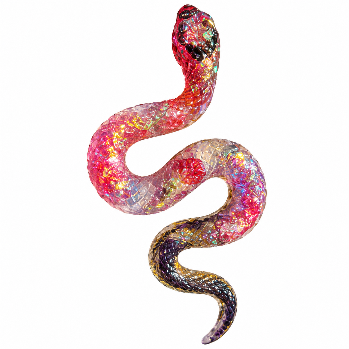 Pink, Gold & Black Handmade Resin Snake