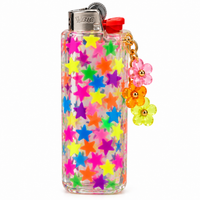 Neon Star Resin Lighter Case with Flower Charm
