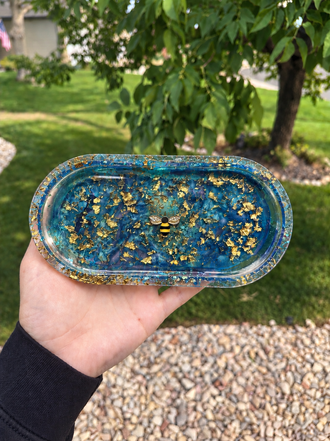 Gold Bee Resin Trinket Tray