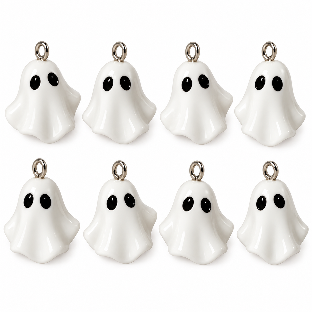 8-Pack Handmade Ghost Polymer Clay Charms