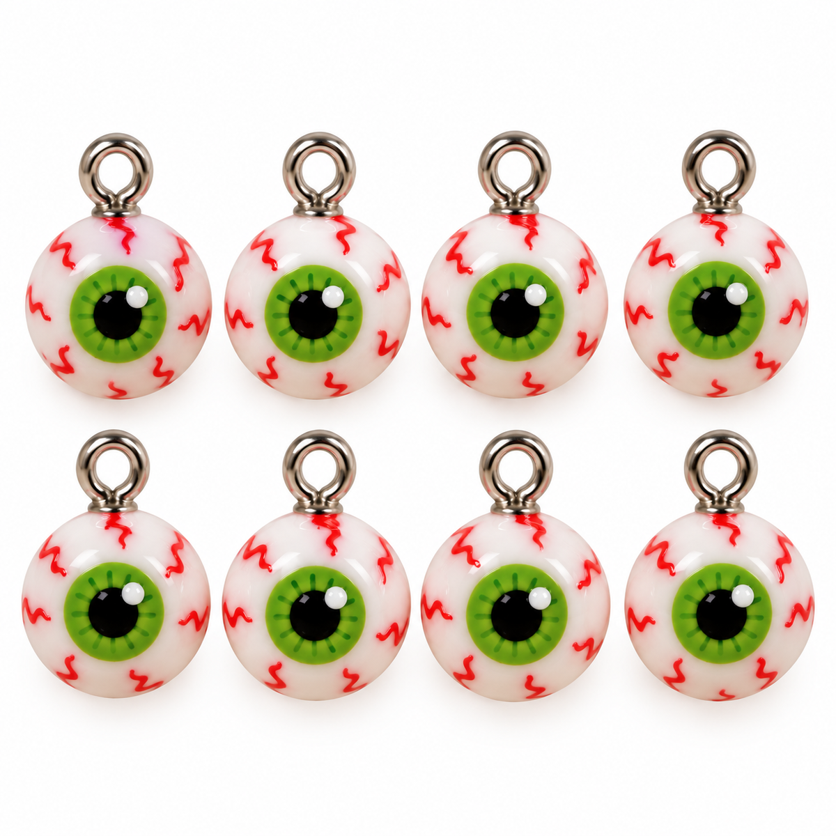 8-Pack Spooky Eyeball Polymer Clay Charms