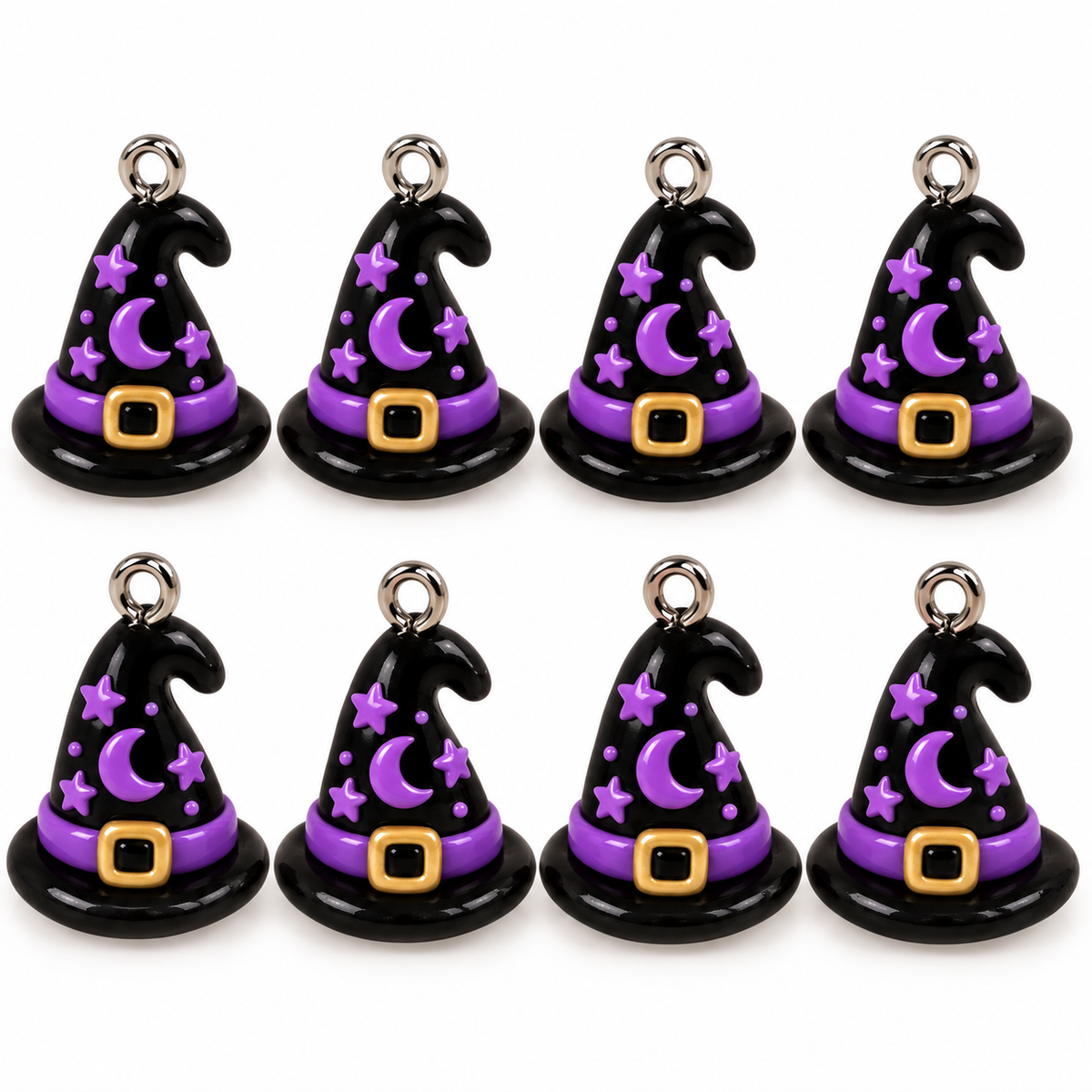 8-Pack Witch Hat Polymer Clay Charms